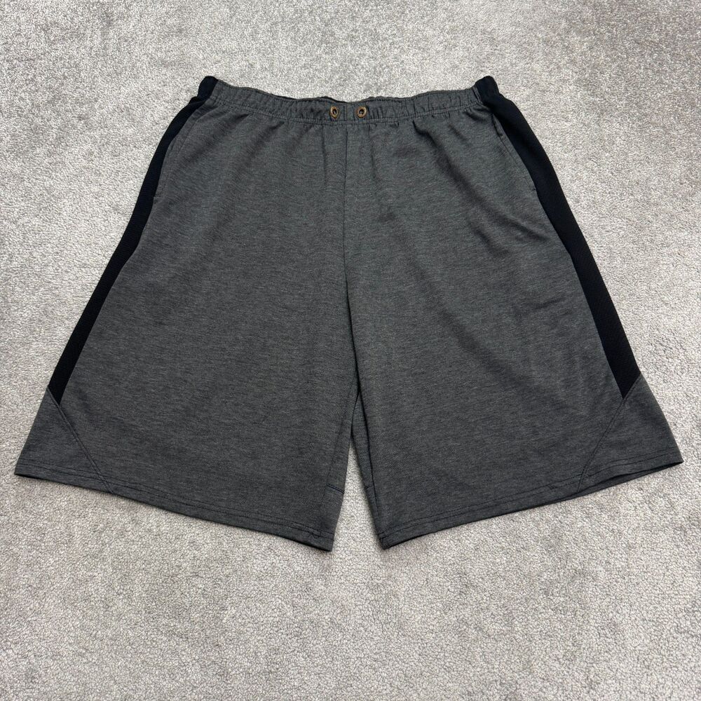 Game Time Athletic Shorts Mens 2Xl Charcoal Gray Black Elastic Waist Activewear